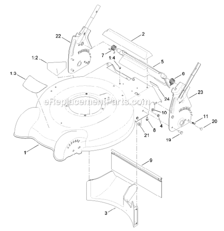 Housing_And_Rear_Height-Of-Cut_Assembly Diagram and Parts List for 10634  Lawn Boy Lawn Mower